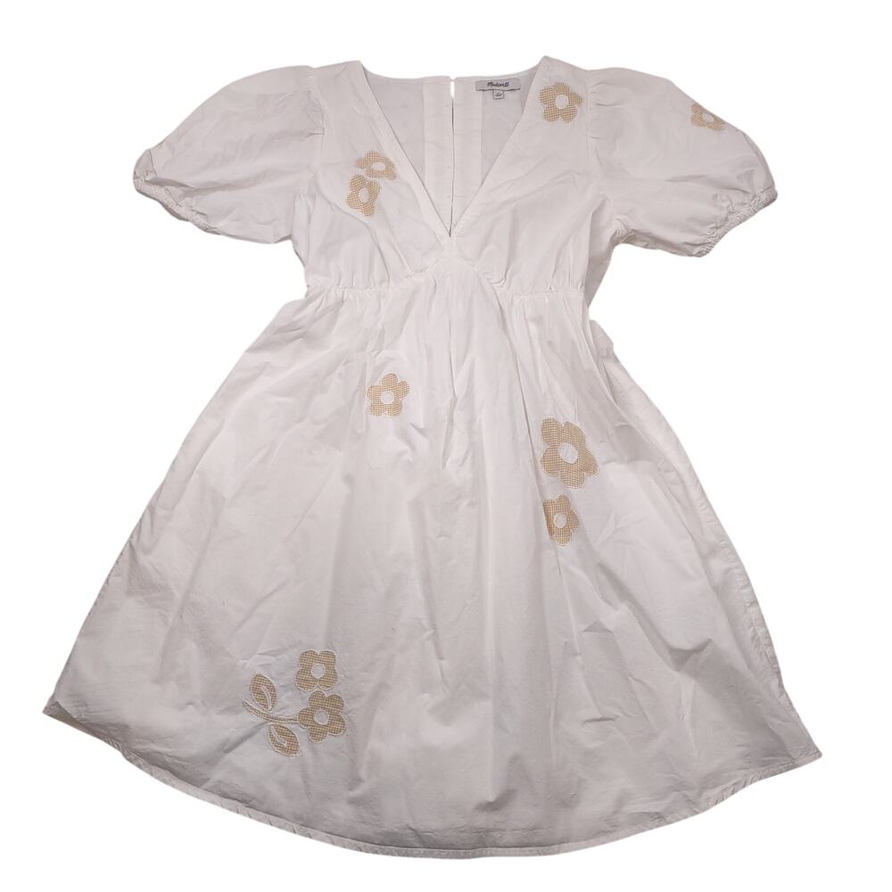 Madewell Cotton Dress with Floral Applique, Pockets, Size 00
